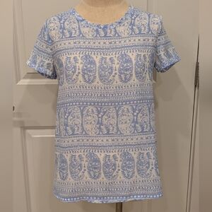 Old Navy Blue And White Short Sleeve Blouse